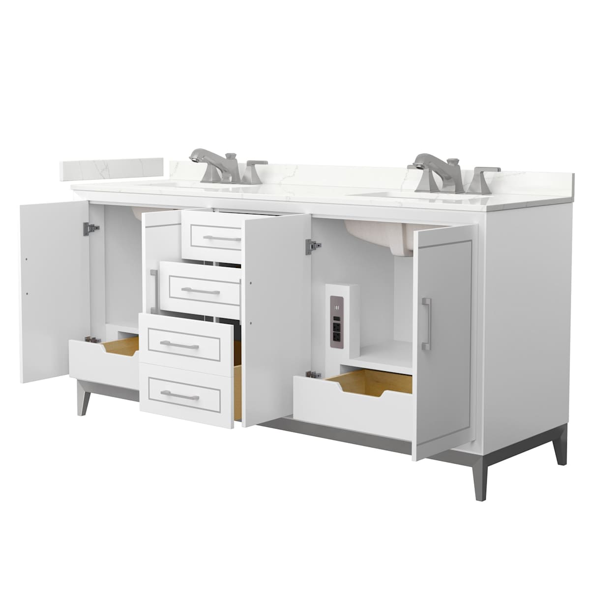 Marlena 72" Free Standing Double Basin Vanity Set with Cabinet and Quartz Vanity Top