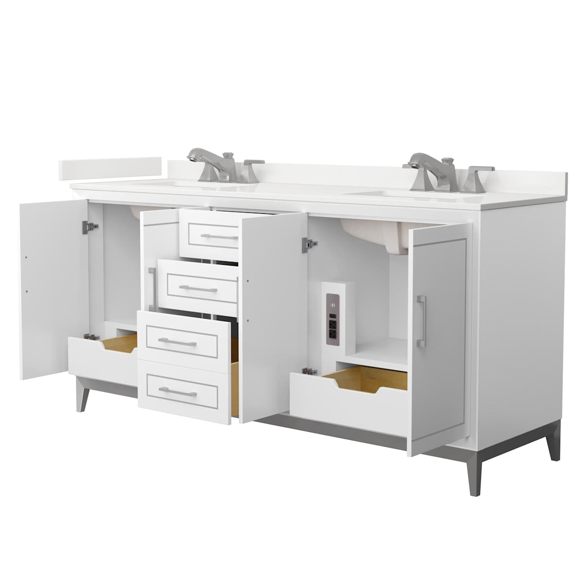 Marlena 72" Free Standing Double Basin Vanity Set with Cabinet and Quartz Vanity Top