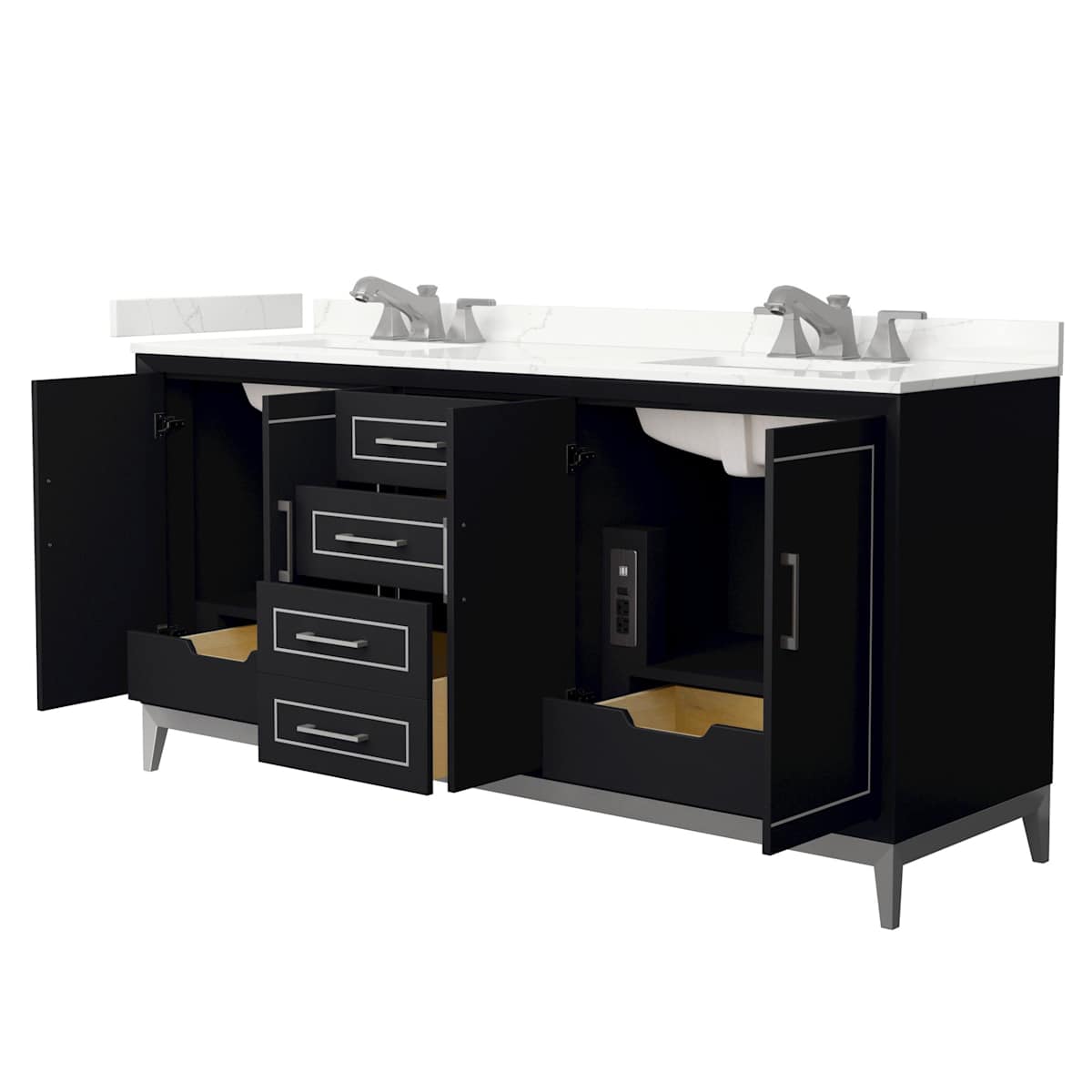 Marlena 72" Free Standing Double Basin Vanity Set with Cabinet and Quartz Vanity Top - image 14