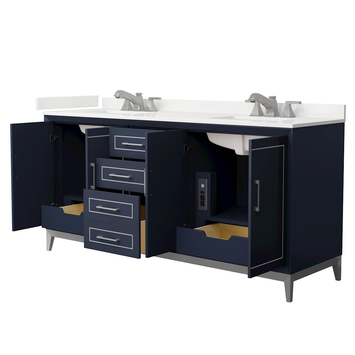 Marlena 72" Free Standing Double Basin Vanity Set with Cabinet and Quartz Vanity Top - image 17
