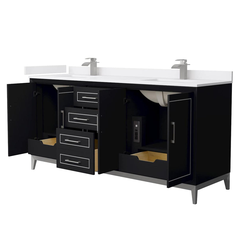 Marlena 72" Free Standing Double Basin Vanity Set with Cabinet and Cultured Marble Vanity Top - image 9