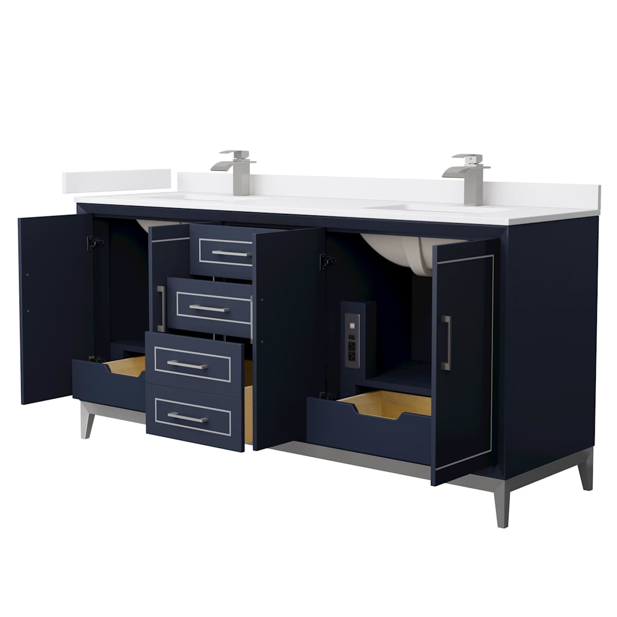 Marlena 72" Free Standing Double Basin Vanity Set with Cabinet and Cultured Marble Vanity Top