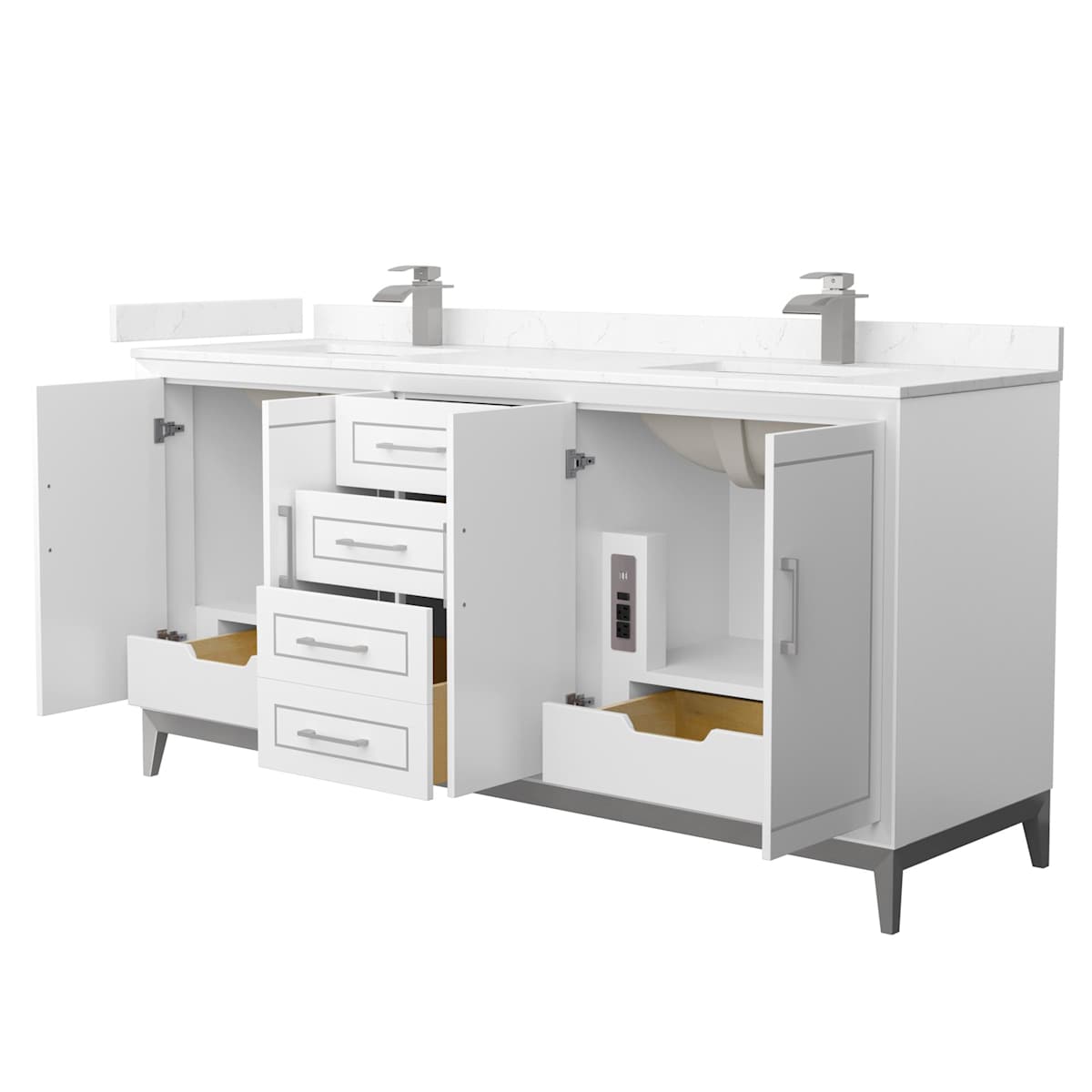 Marlena 72" Free Standing Double Basin Vanity Set with Cabinet and Cultured Marble Vanity Top - image 14