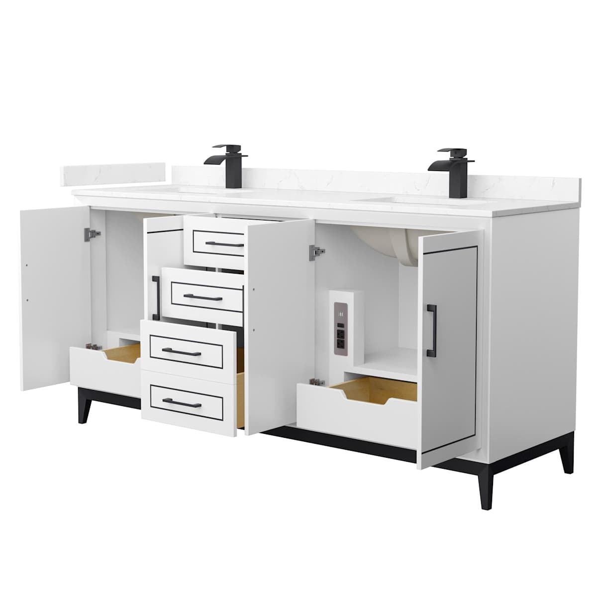 Marlena 72" Free Standing Double Basin Vanity Set with Cabinet and Cultured Marble Vanity Top - image 15