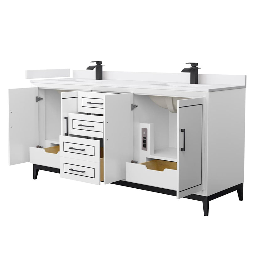 Marlena 72" Free Standing Double Basin Vanity Set with Cabinet and Cultured Marble Vanity Top - image 18