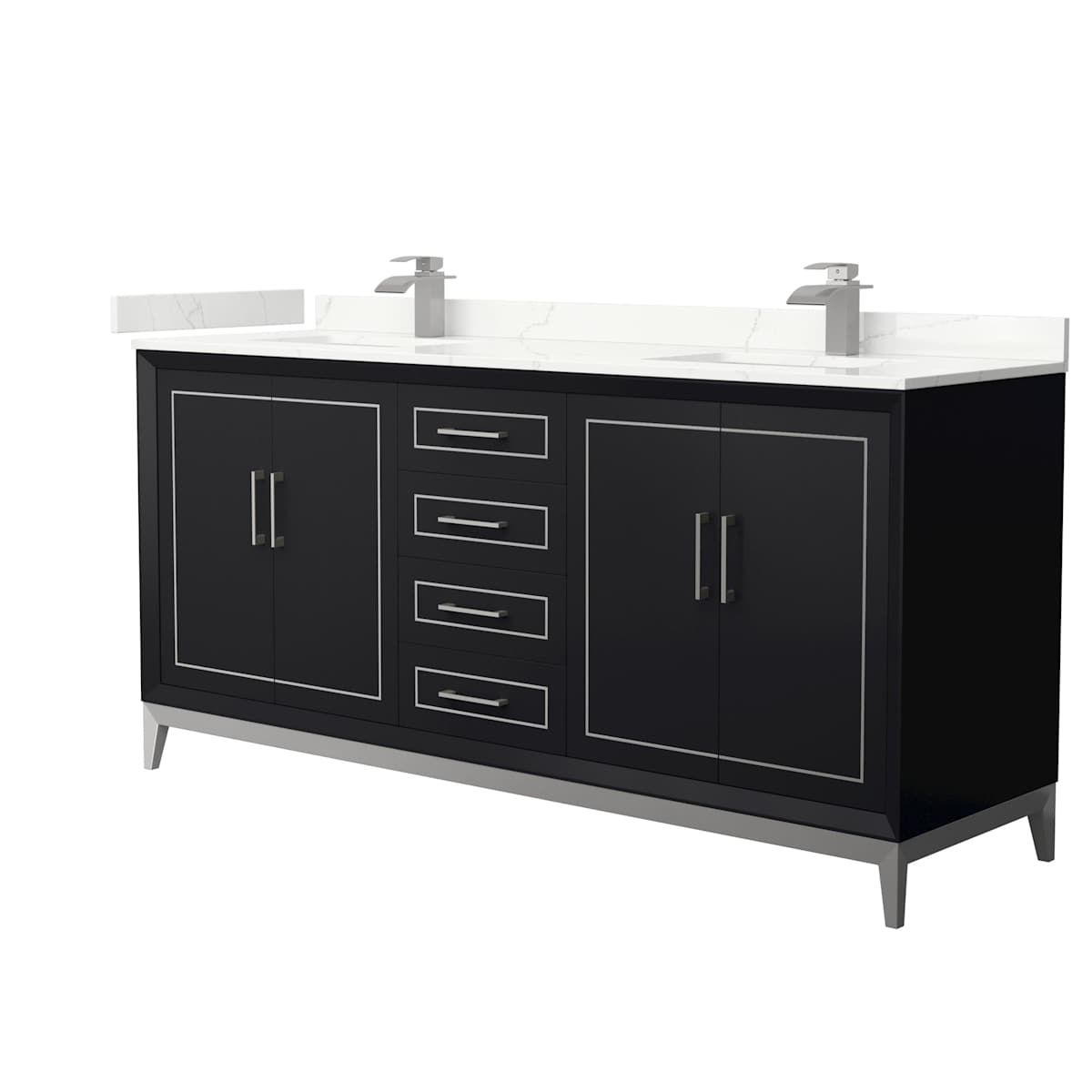 Marlena 72" Free Standing Double Basin Vanity Set with Cabinet and Quartz Vanity Top