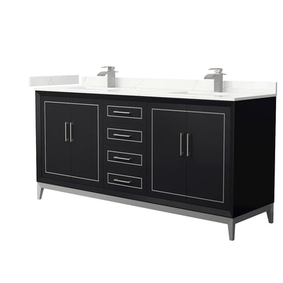 Marlena 72" Free Standing Double Basin Vanity Set with Cabinet and Quartz Vanity Top - image 1