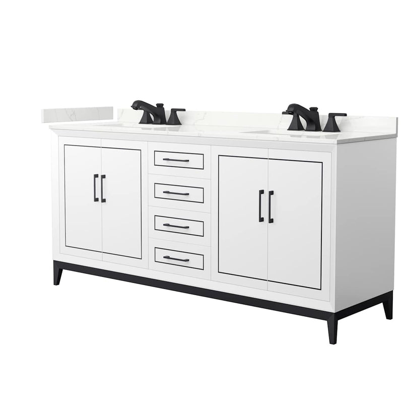 Marlena 72" Free Standing Double Basin Vanity Set with Cabinet and Quartz Vanity Top - image 1