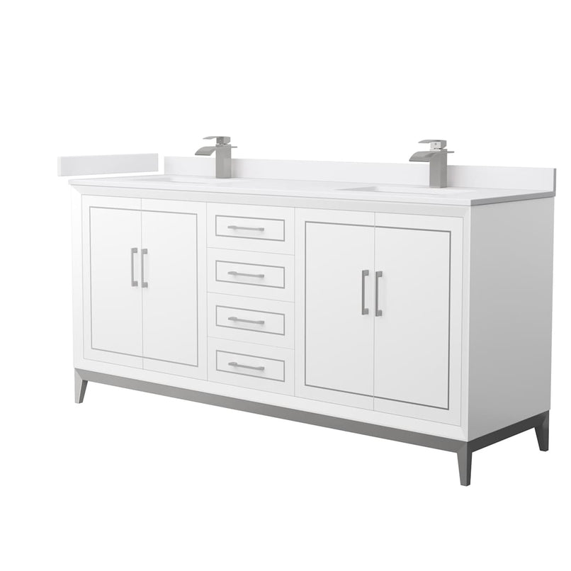 Marlena 72" Free Standing Double Basin Vanity Set with Cabinet and Cultured Marble Vanity Top - image 1