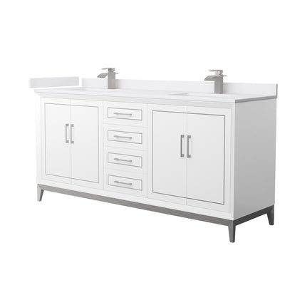 Marlena 72" Free Standing Double Basin Vanity Set with Cabinet and Cultured Marble Vanity Top - image 1