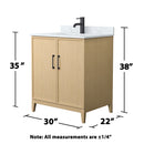 Elan 30" Free Standing Single Basin Vanity Set with Cabinet and Marble Vanity Top - image 4