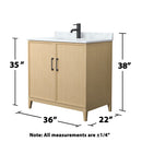 Elan 36" Free Standing Single Basin Vanity Set with Cabinet and Marble Vanity Top - image 4