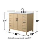 Elan 42" Free Standing Single Basin Vanity Set with Cabinet and Quartz Vanity Top - image 4