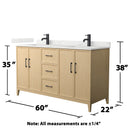 Elan 60" Free Standing Double Basin Vanity Set with Cabinet and Quartz Vanity Top - image 5