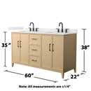 Elan 60" Free Standing Double Basin Vanity Set with Cabinet and Quartz Vanity Top - image 5