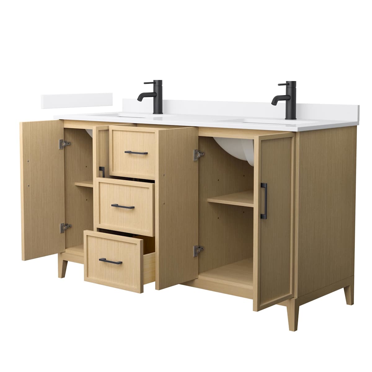 Elan 60" Free Standing Double Basin Vanity Set with Cabinet and Cultured Marble Vanity Top