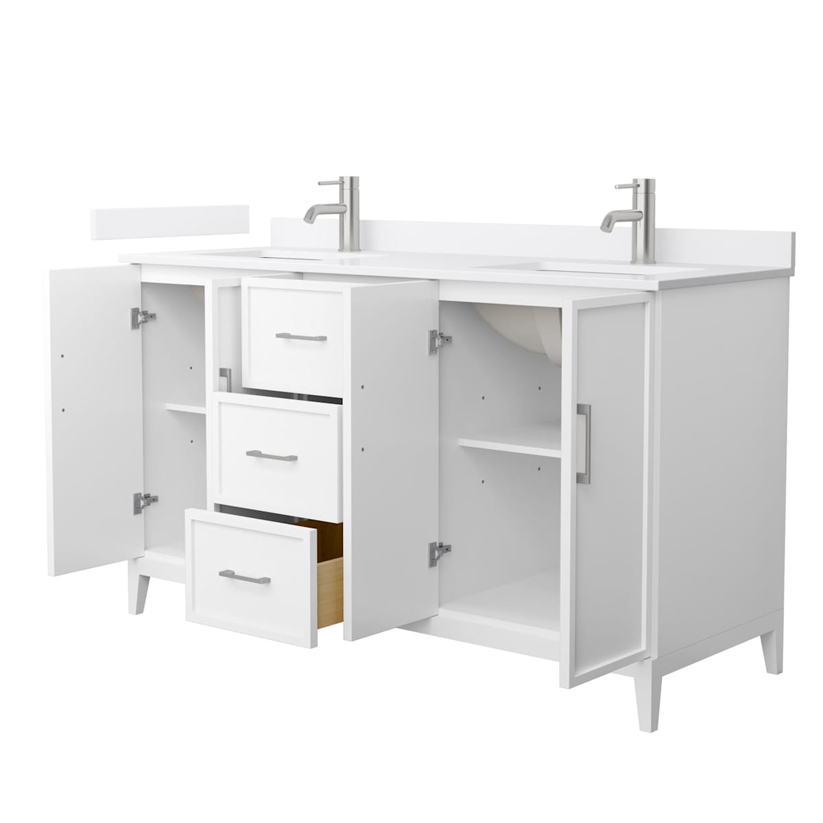 Elan 60" Free Standing Double Basin Vanity Set with Cabinet and Cultured Marble Vanity Top