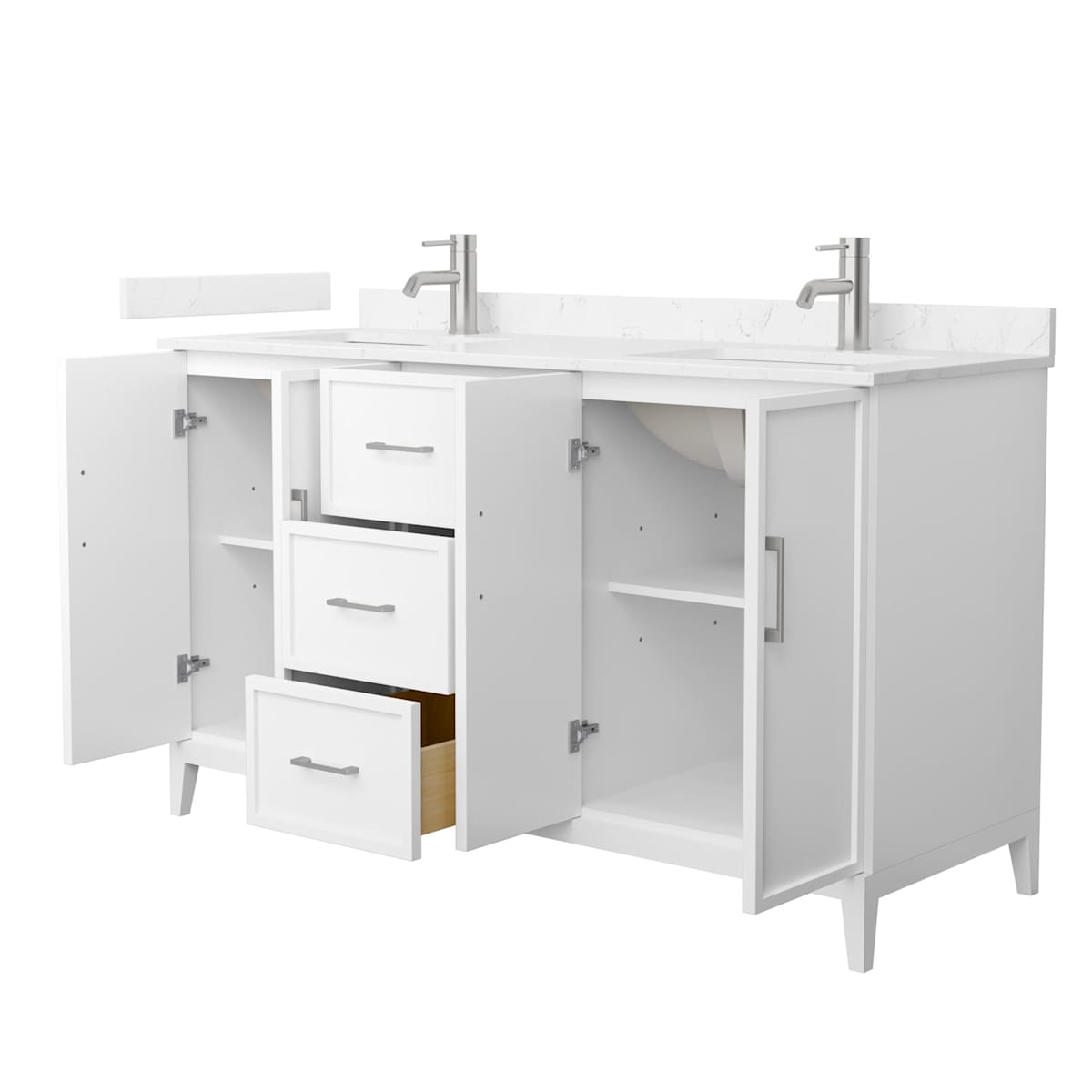 Elan 60" Free Standing Double Basin Vanity Set with Cabinet and Cultured Marble Vanity Top