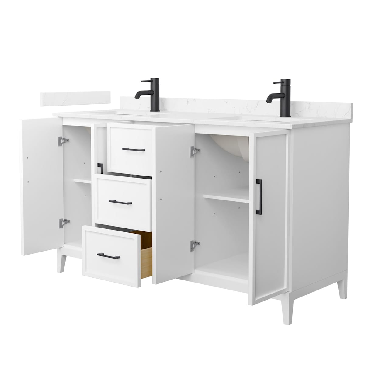 Elan 60" Free Standing Double Basin Vanity Set with Cabinet and Cultured Marble Vanity Top