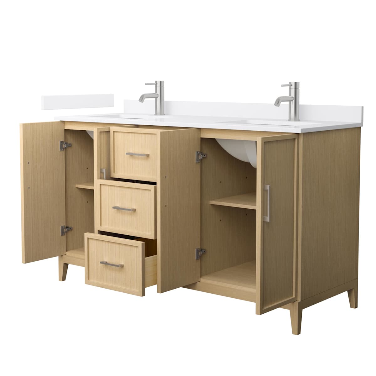 Elan 60" Free Standing Double Basin Vanity Set with Cabinet and Cultured Marble Vanity Top