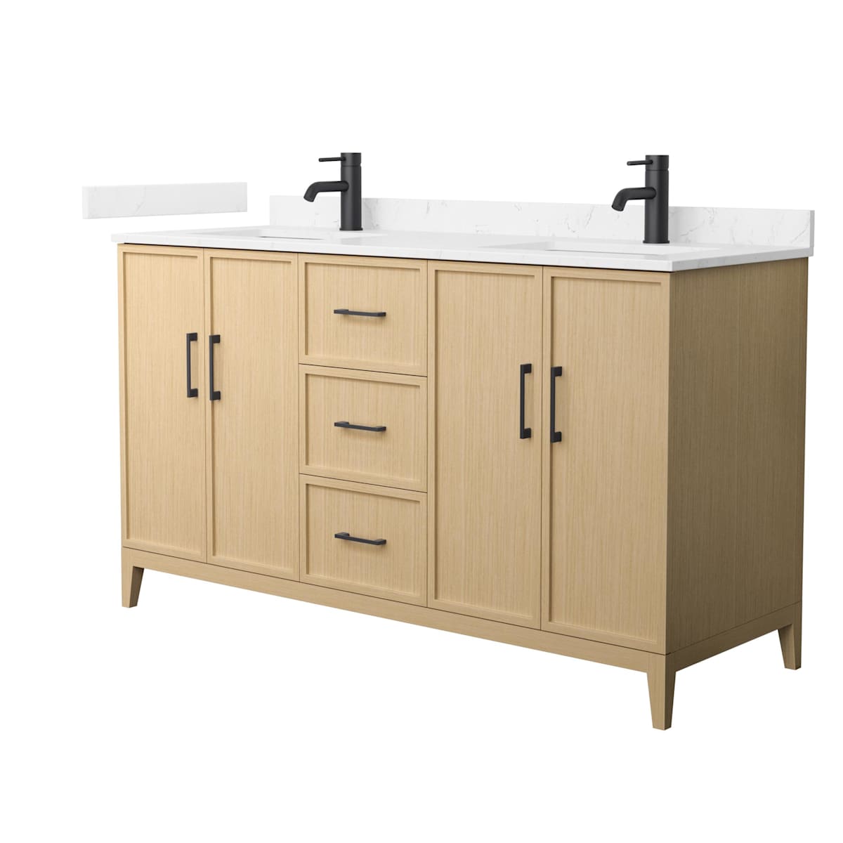 Elan 60" Free Standing Double Basin Vanity Set with Cabinet and Cultured Marble Vanity Top