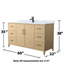 Elan 60" Free Standing Single Basin Vanity Set with Cabinet and Marble Vanity Top - image 4