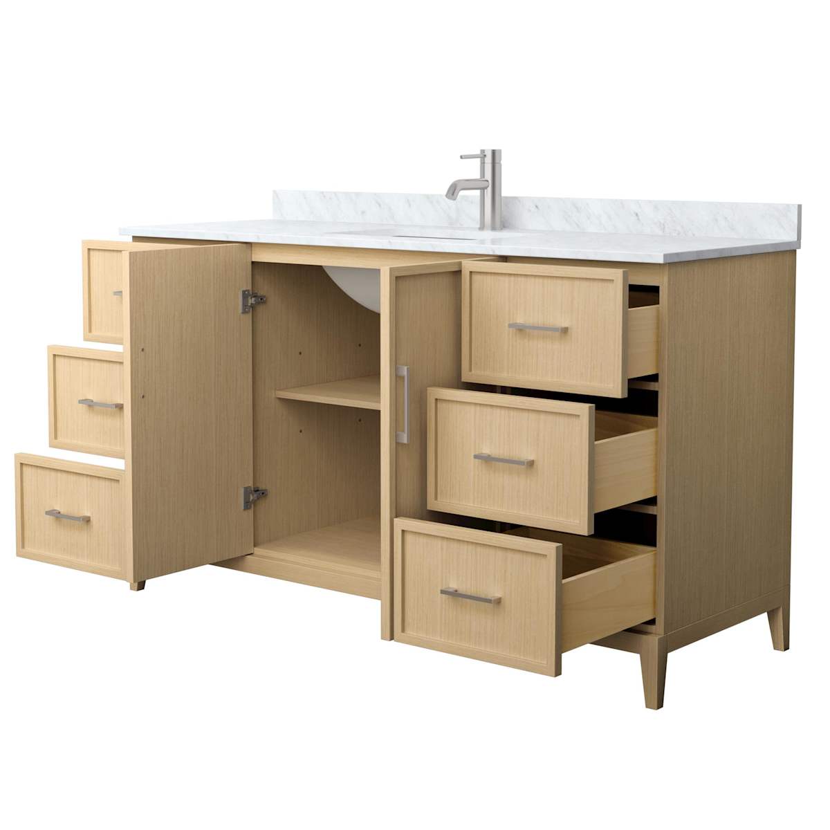 Elan 60" Free Standing Single Basin Vanity Set with Cabinet and Marble Vanity Top