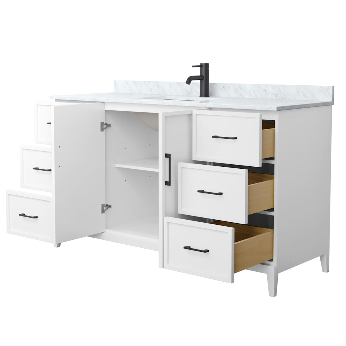 Elan 60" Free Standing Single Basin Vanity Set with Cabinet and Marble Vanity Top