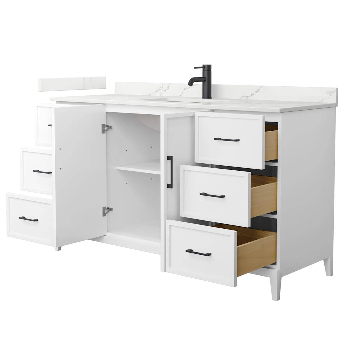 Elan 60" Free Standing Single Basin Vanity Set with Cabinet and Quartz Vanity Top