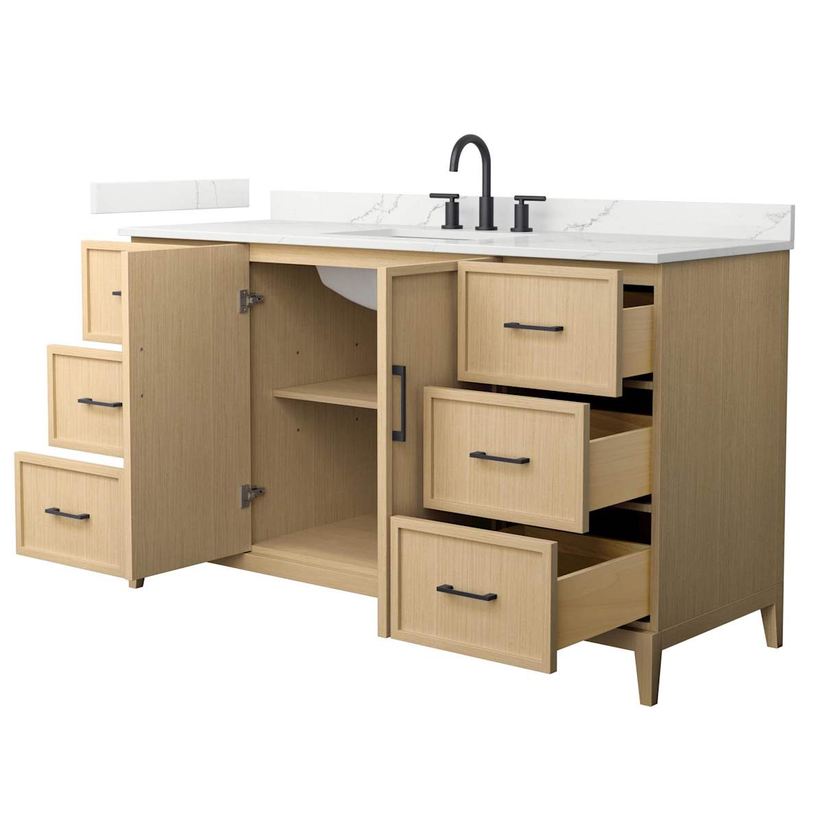 Elan 60" Free Standing Single Basin Vanity Set with Cabinet and Quartz Vanity Top - image 2