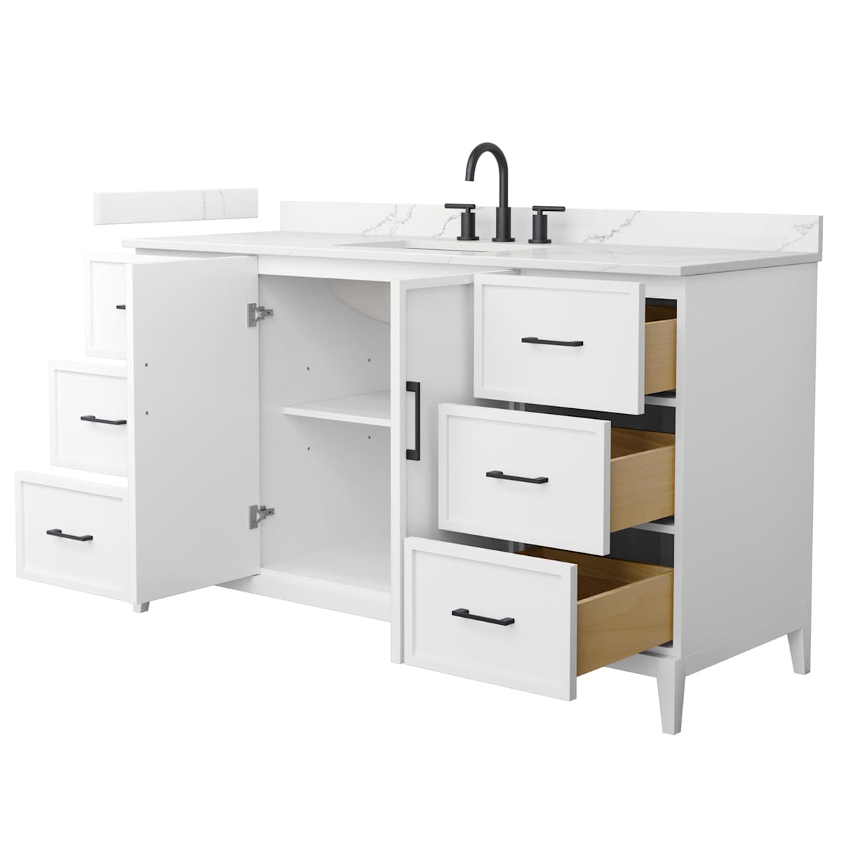 Elan 60" Free Standing Single Basin Vanity Set with Cabinet and Quartz Vanity Top