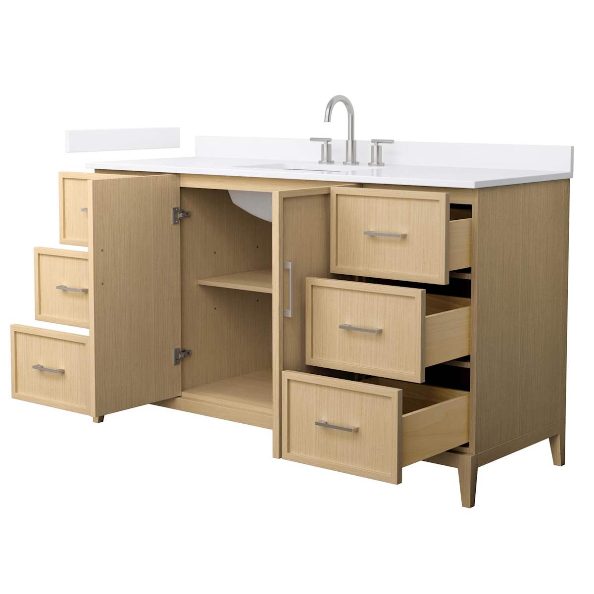 Elan 60" Free Standing Single Basin Vanity Set with Cabinet and Quartz Vanity Top