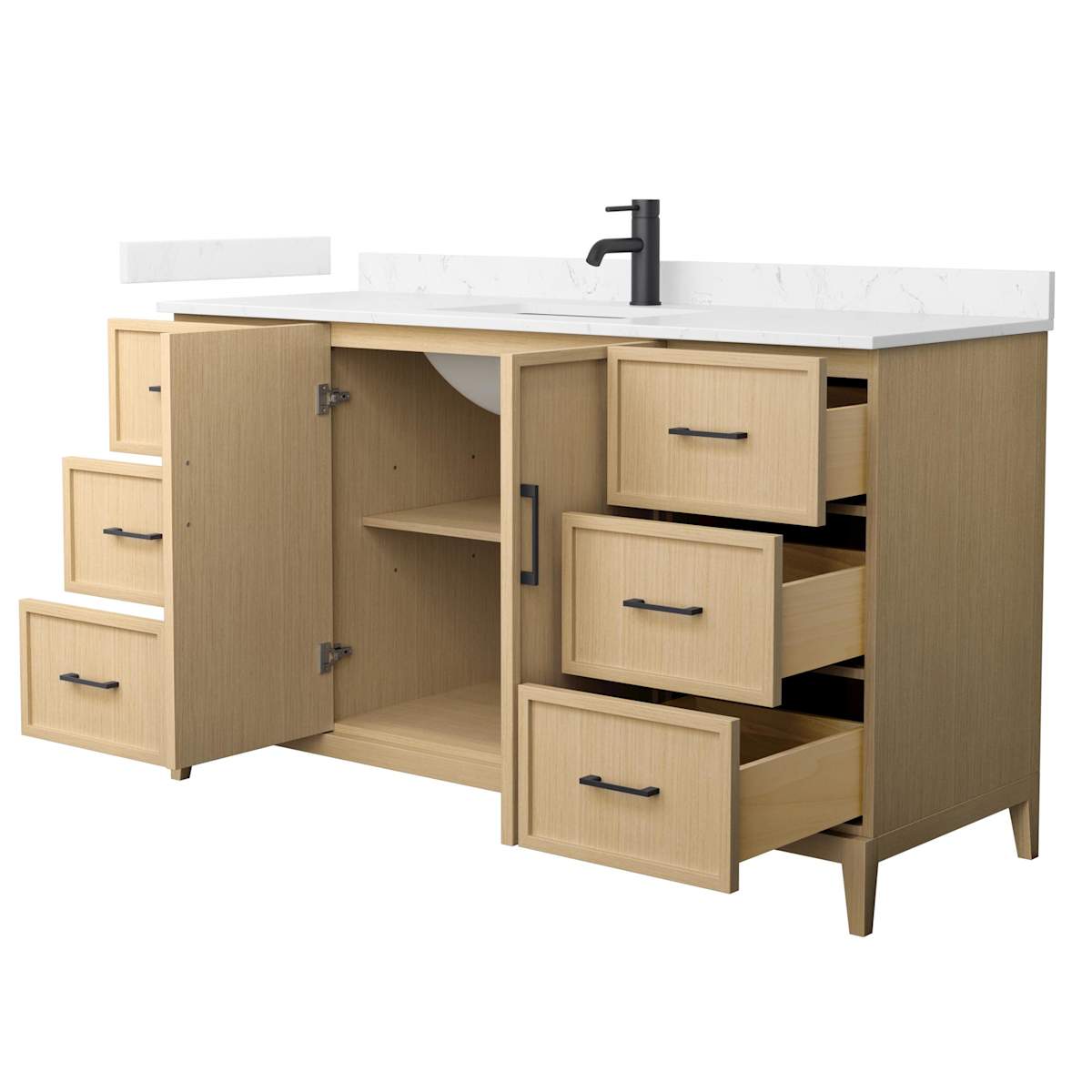 Elan 60" Free Standing Single Basin Vanity Set with Cabinet and Cultured Marble Vanity Top