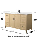 Elan 60" Free Standing Single Basin Vanity Set with Cabinet and Cultured Marble Vanity Top - image 4