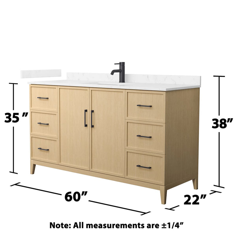 Elan 60" Free Standing Single Basin Vanity Set with Cabinet and Cultured Marble Vanity Top - image 4