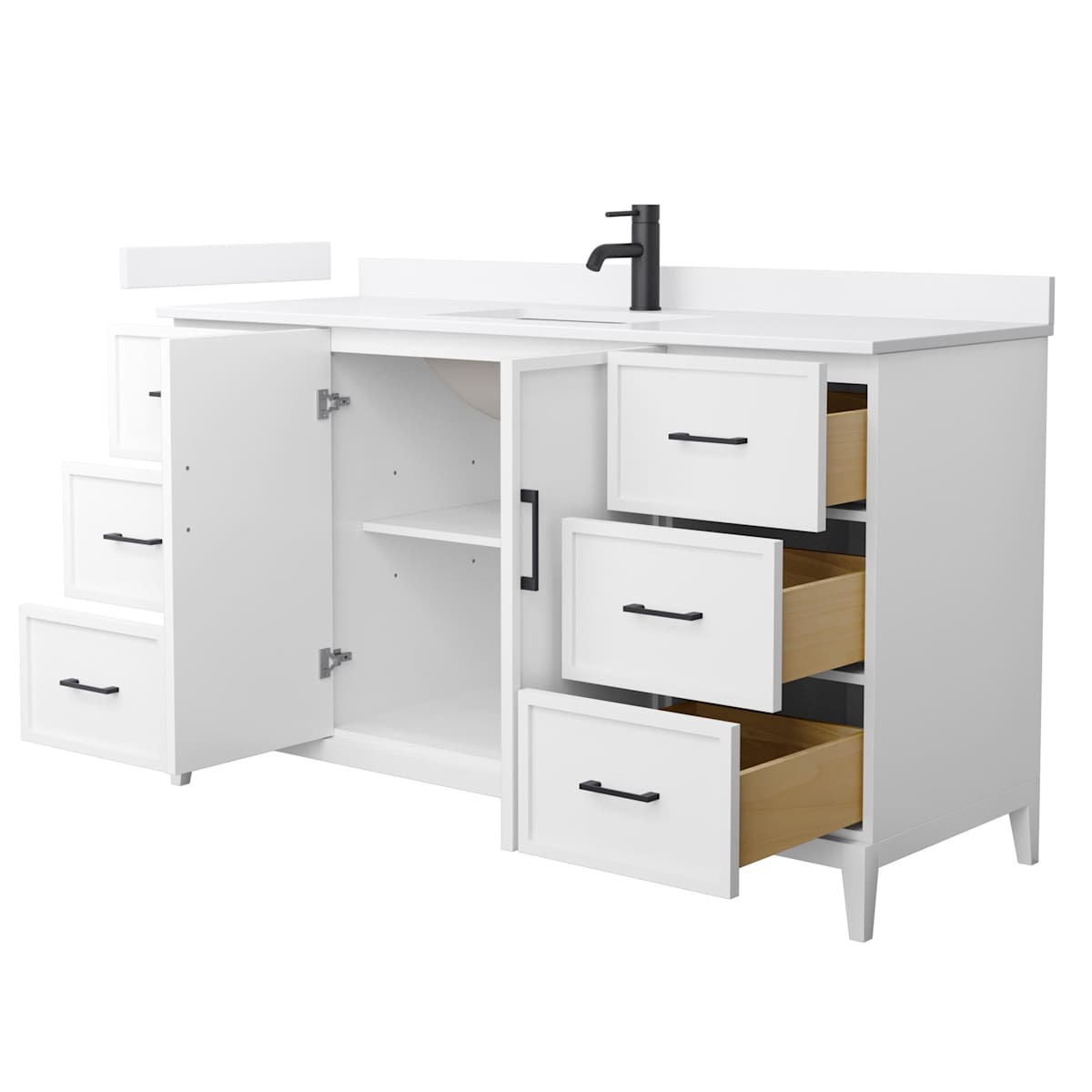 Elan 60" Free Standing Single Basin Vanity Set with Cabinet and Cultured Marble Vanity Top