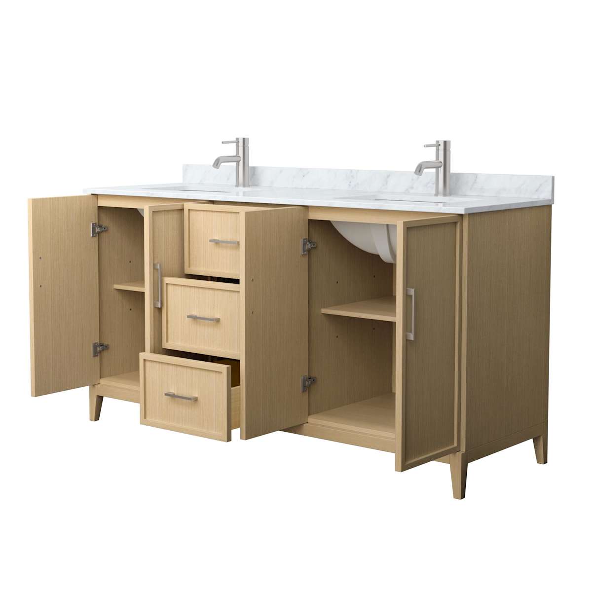 Elan 66" Free Standing Double Basin Vanity Set with Cabinet and Marble Vanity Top