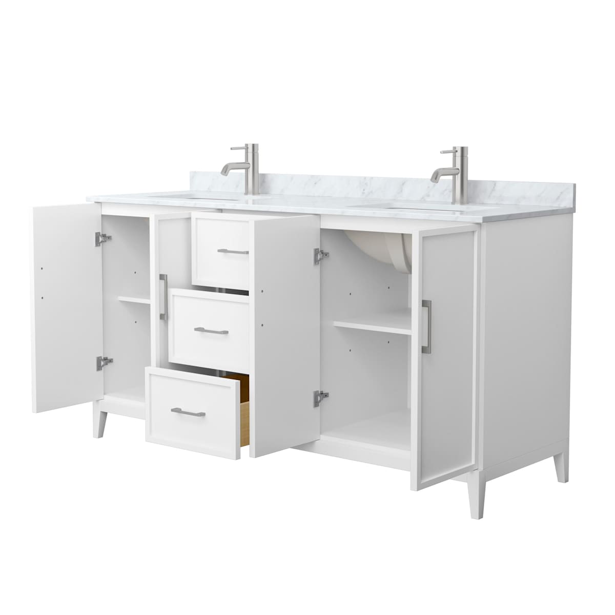 Elan 66" Free Standing Double Basin Vanity Set with Cabinet and Marble Vanity Top