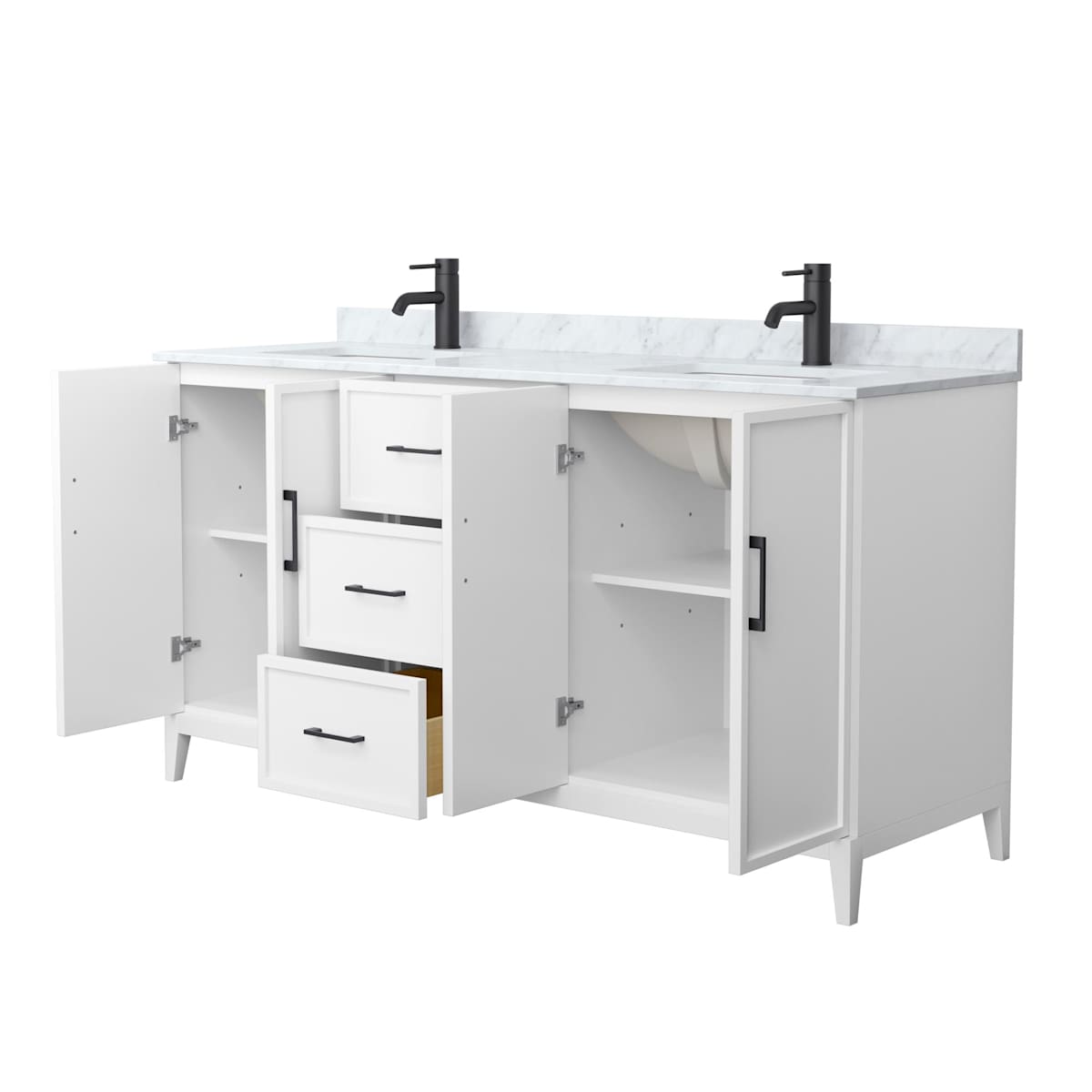 Elan 66" Free Standing Double Basin Vanity Set with Cabinet and Marble Vanity Top
