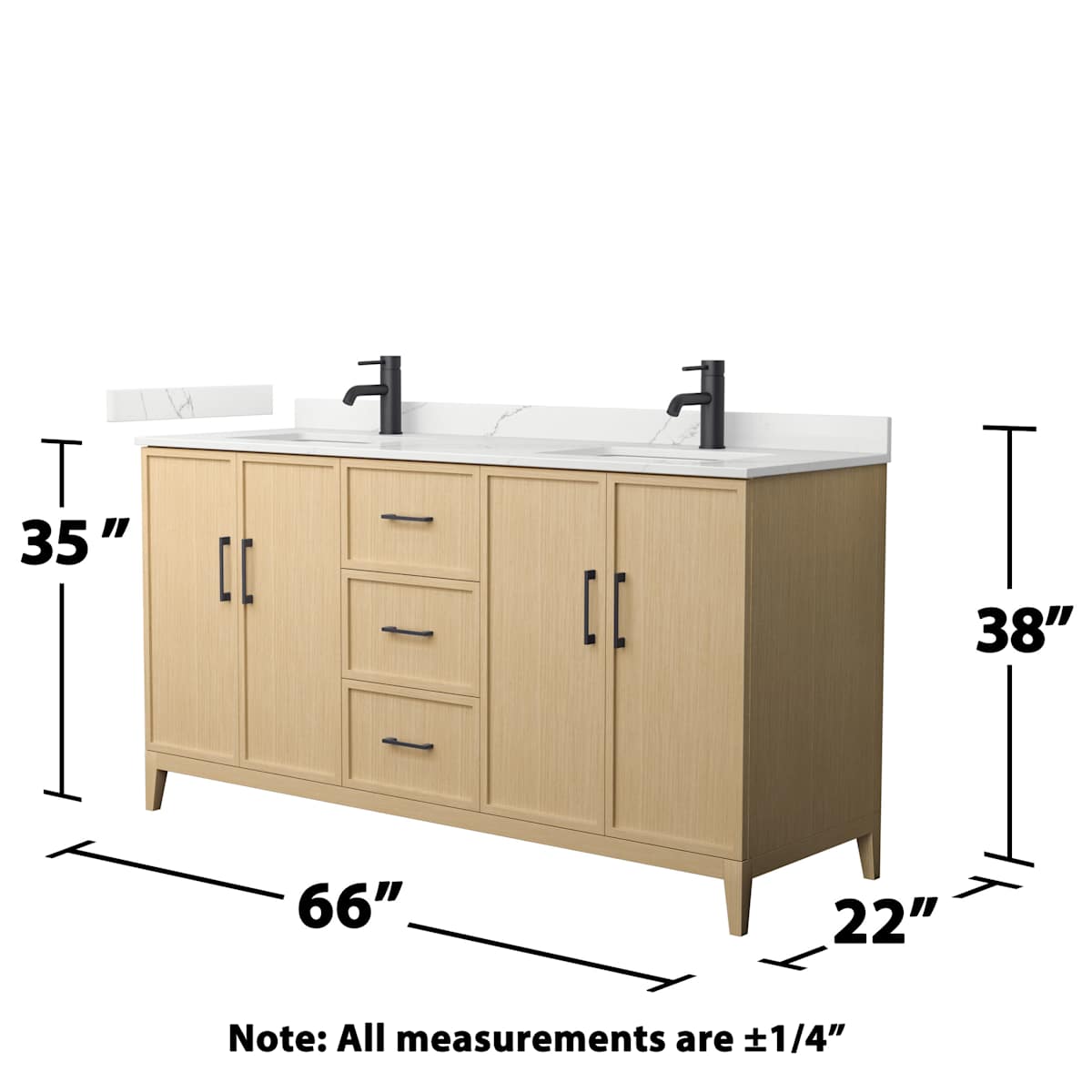 Elan 66" Free Standing Double Basin Vanity Set with Cabinet and Quartz Vanity Top