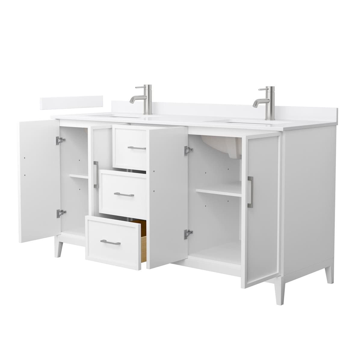 Elan 66" Free Standing Double Basin Vanity Set with Cabinet and Quartz Vanity Top