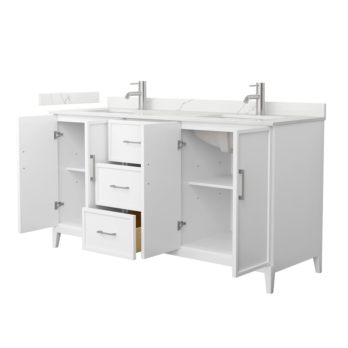 Elan 66" Free Standing Double Basin Vanity Set with Cabinet and Quartz Vanity Top - image 9