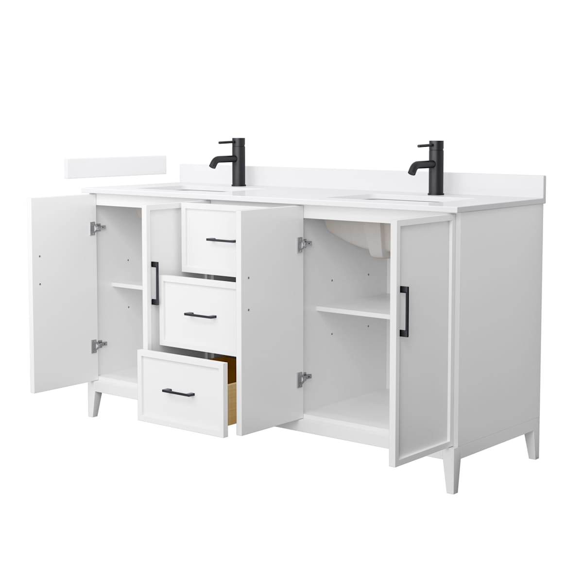 Elan 66" Free Standing Double Basin Vanity Set with Cabinet and Quartz Vanity Top - image 10