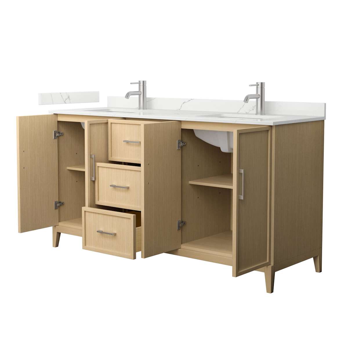 Elan 66" Free Standing Double Basin Vanity Set with Cabinet and Quartz Vanity Top - image 13
