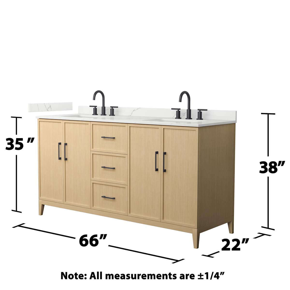 Elan 66" Free Standing Double Basin Vanity Set with Cabinet and Quartz Vanity Top