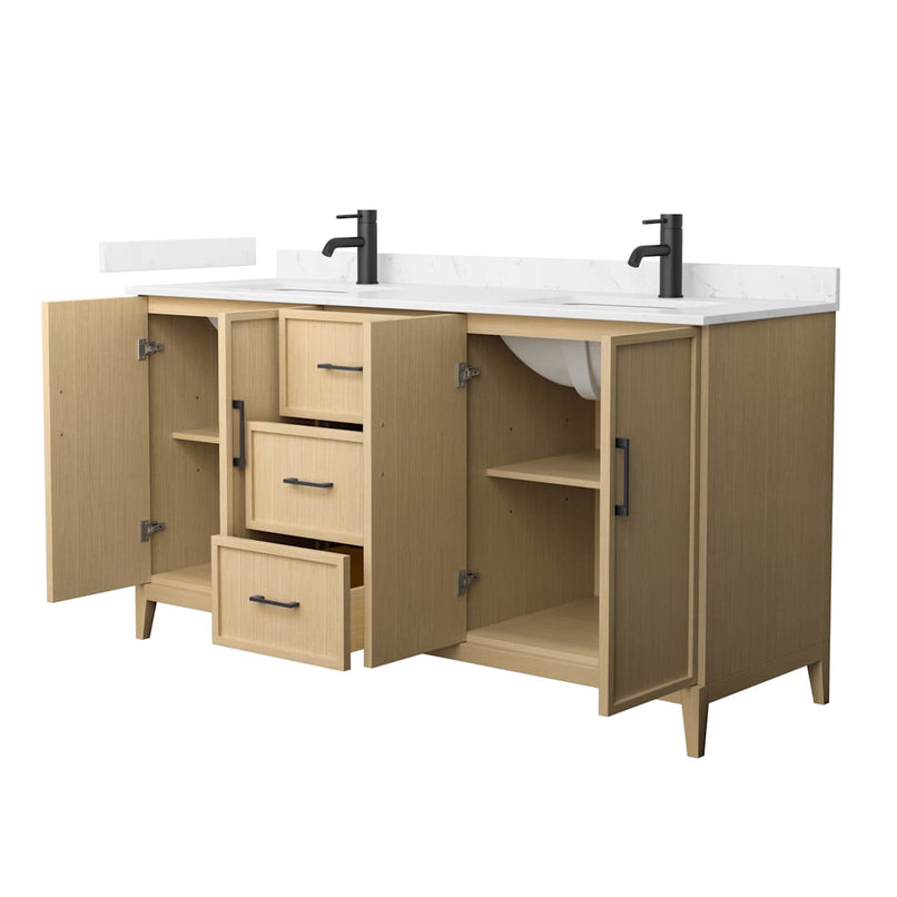 Elan 66" Free Standing Double Basin Vanity Set with Cabinet and Cultured Marble Vanity Top - image 2