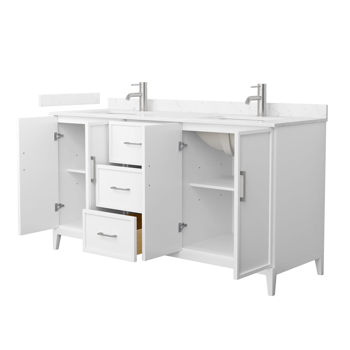 Elan 66" Free Standing Double Basin Vanity Set with Cabinet and Cultured Marble Vanity Top