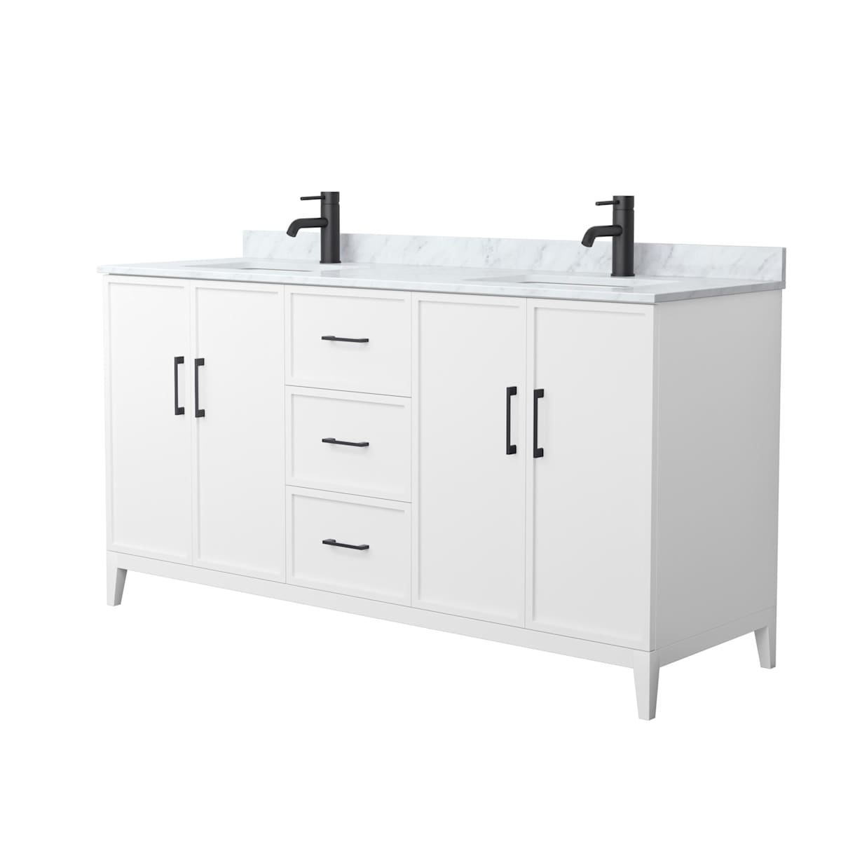 Elan 66" Free Standing Double Basin Vanity Set with Cabinet and Marble Vanity Top
