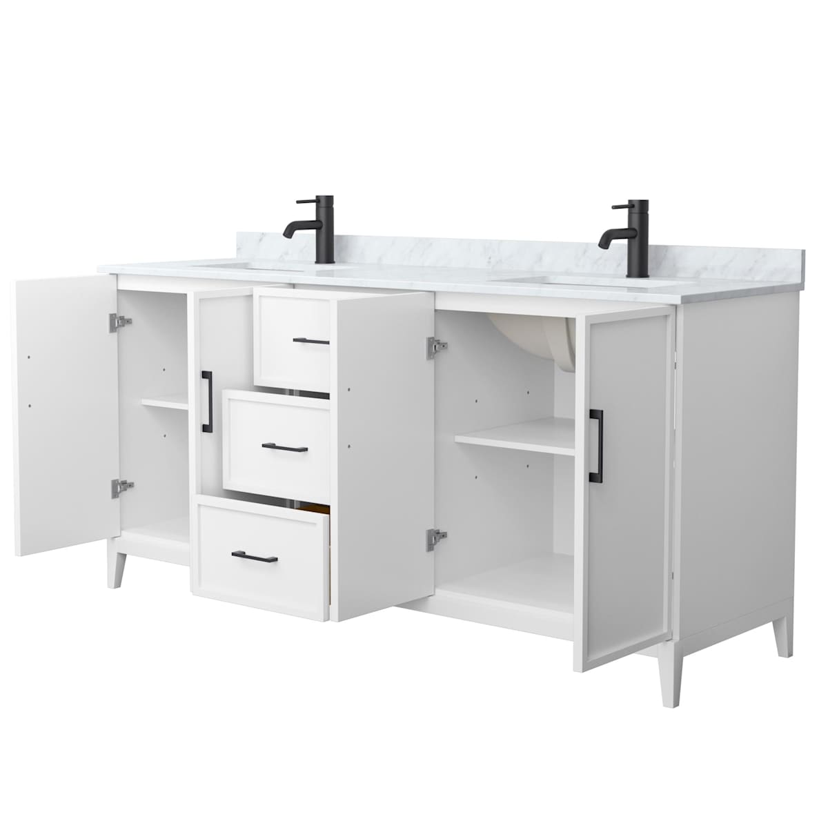 Elan 72" Free Standing Double Basin Vanity Set with Cabinet and Marble Vanity Top