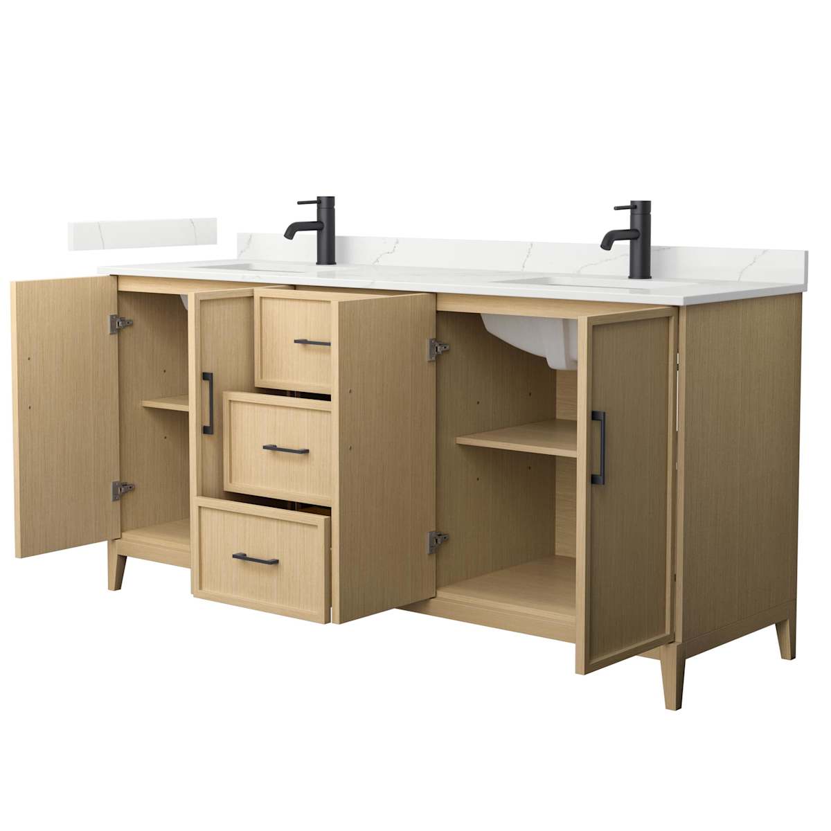 Elan 72" Free Standing Double Basin Vanity Set with Cabinet and Quartz Vanity Top